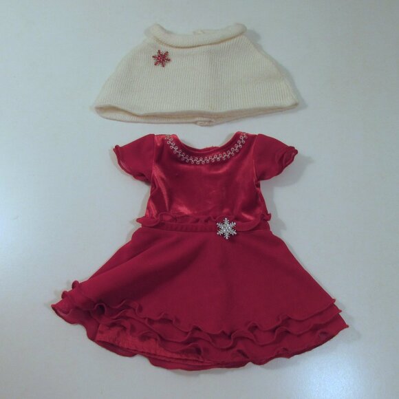 American Girl red Merry and Bright snowflake dress and white snowflake capelet - Picture 1 of 7